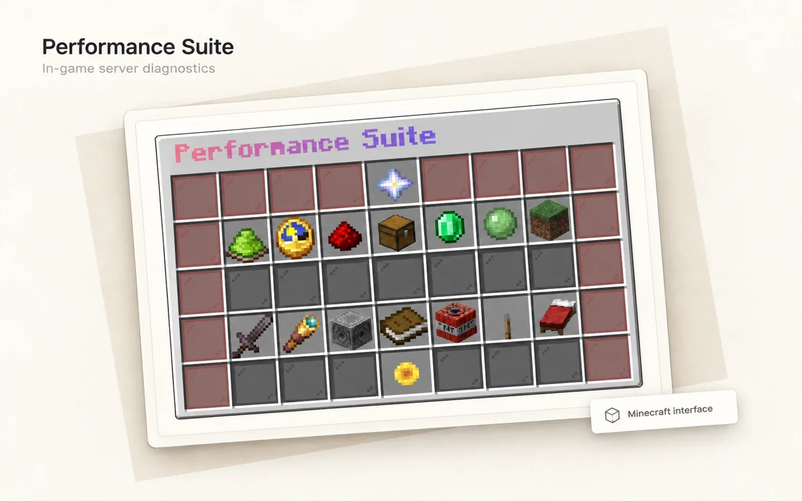 Performance Suite artwork showing its Minecraft interface